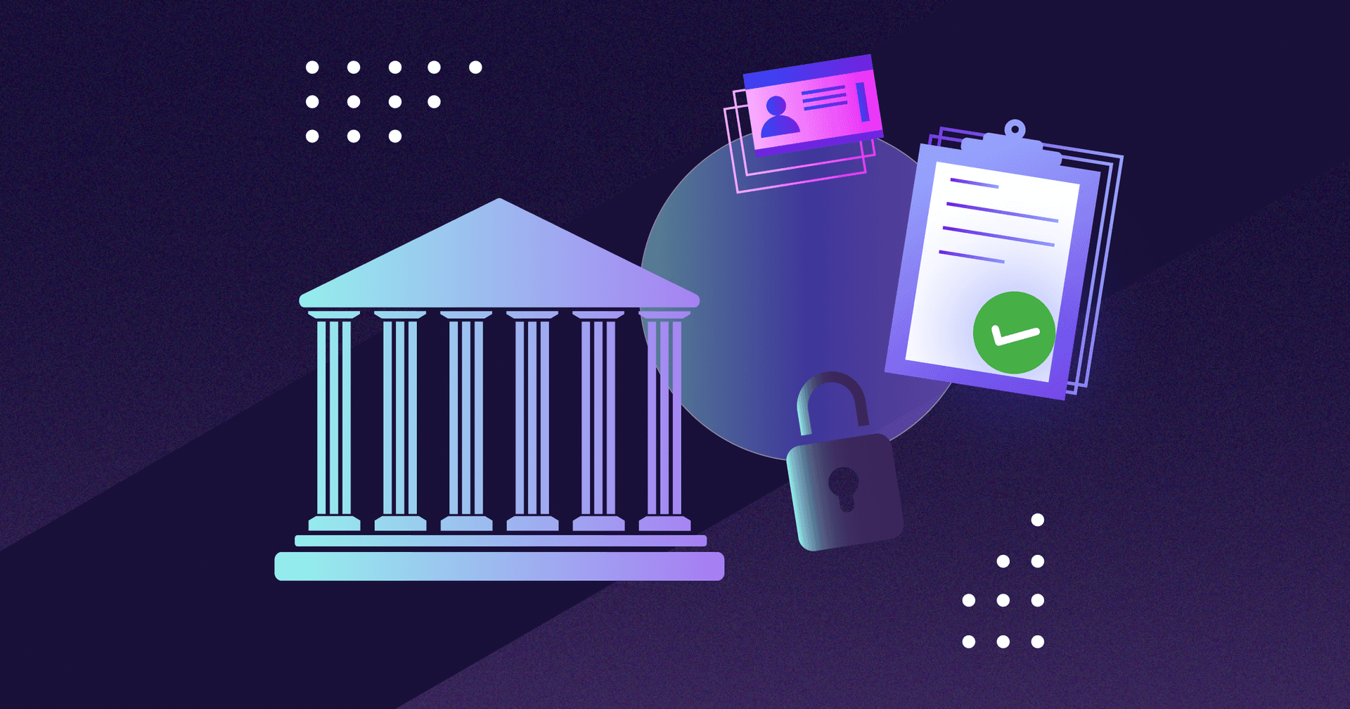 Illustration of government with security symbols