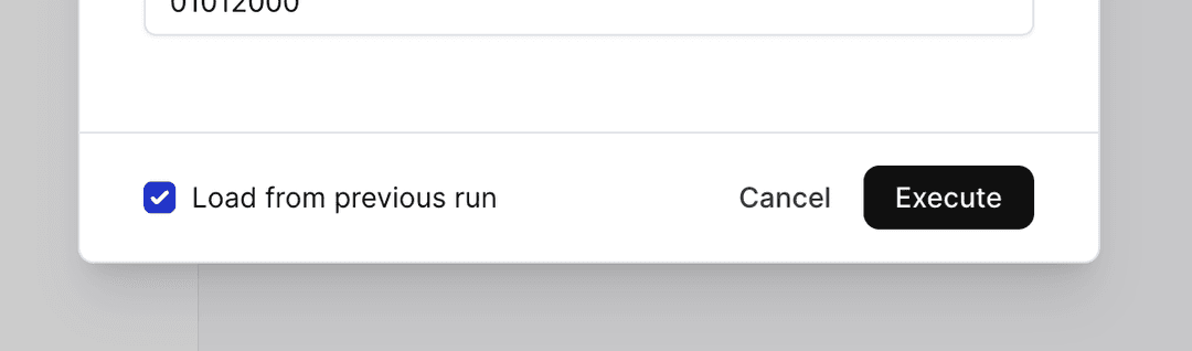 An image displaying the new checkbox that allows you to load input values from the previous run.