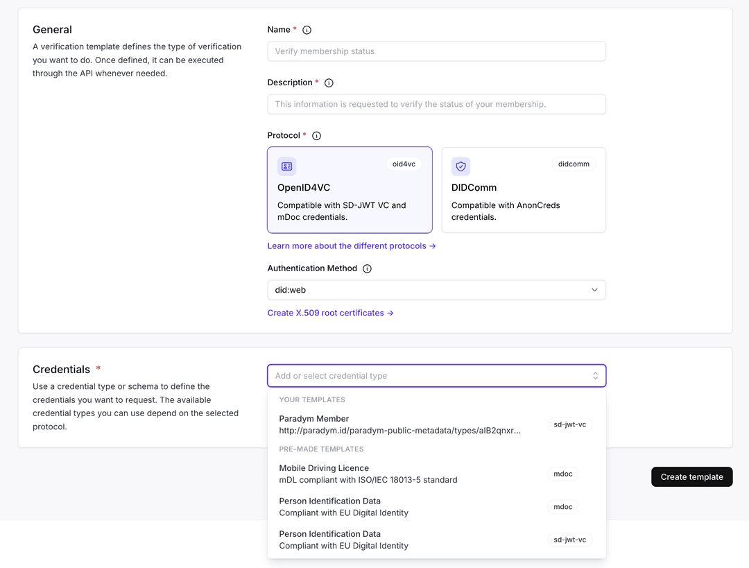 A screenshot showing the new pre-made presentation templates in the dashboard.