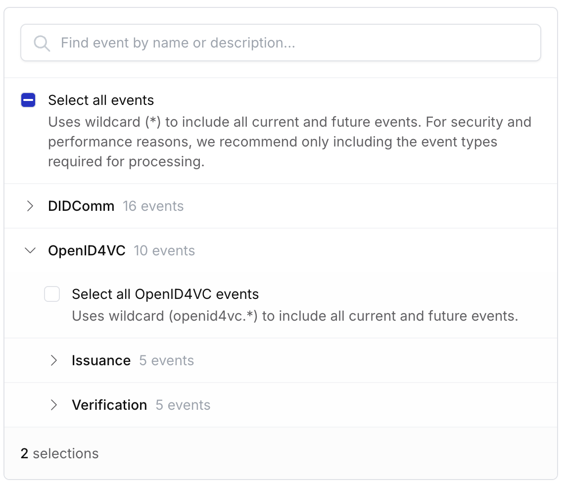 An image displaying the new webhook configuration options in the dashboard.